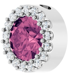 88590 Pendant Set Platinum Round Natural Pink Tourmaline 6Mm 18 Ctw Natural Diamond Si2-Si3, G-H Polished Natural Pink Tourmaline And 18 Ctw Natural Diamond Halo-Style Pendant