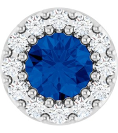 88590 Pendant Set Sterling Silver Round Natural Blue Sapphire 4Mm 0.08 Ctw Natural Diamond I1, G-H Polished Natural Blue Sapphire And .08 Ctw Natural Diamond Halo-Style Pendant