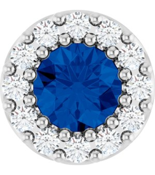 88590 Pendant Set Sterling Silver Round Natural Blue Sapphire 4Mm 0.08 Ctw Natural Diamond I1, G-H Polished Natural Blue Sapphire And .08 Ctw Natural Diamond Halo-Style Pendant