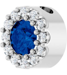 88590 Pendant Set Sterling Silver Round Natural Blue Sapphire 4Mm 0.08 Ctw Natural Diamond I1, G-H Polished Natural Blue Sapphire And .08 Ctw Natural Diamond Halo-Style Pendant
