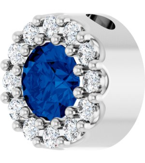 88590 Pendant Set Sterling Silver Round Natural Blue Sapphire 4Mm 0.08 Ctw Natural Diamond I1, G-H Polished Natural Blue Sapphire And .08 Ctw Natural Diamond Halo-Style Pendant