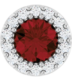 88590 Pendant Set Sterling Silver Round Natural Mozambique Garnet 5Mm 110 Ctw Natural Diamond I1, G-H Polished Natural Mozambique Garnet And 110 Ctw Natural Diamond Halo-Style Pendant