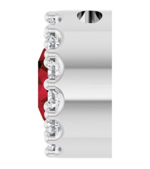88590 Pendant Set Sterling Silver Round Natural Mozambique Garnet 5Mm 110 Ctw Natural Diamond I1, G-H Polished Natural Mozambique Garnet And 110 Ctw Natural Diamond Halo-Style Pendant