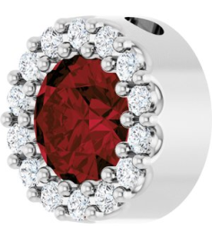 88590 Pendant Set Sterling Silver Round Natural Mozambique Garnet 5Mm 110 Ctw Natural Diamond I1, G-H Polished Natural Mozambique Garnet And 110 Ctw Natural Diamond Halo-Style Pendant