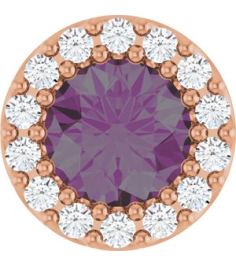 88590 Pendant Set 14K Rose Round Lab-Grown Alexandrite 5Mm 110 Ctw Natural Diamond I1, G-H Polished Lab-Grown Alexandrite And 110 Ctw Natural Diamond Halo-Style Pendant