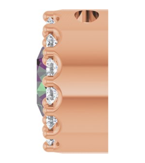 88590 Pendant Set 14K Rose Round Lab-Grown Alexandrite 5Mm 110 Ctw Natural Diamond I1, G-H Polished Lab-Grown Alexandrite And 110 Ctw Natural Diamond Halo-Style Pendant