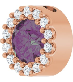 88590 Pendant Set 14K Rose Round Lab-Grown Alexandrite 5Mm 110 Ctw Natural Diamond I1, G-H Polished Lab-Grown Alexandrite And 110 Ctw Natural Diamond Halo-Style Pendant