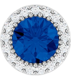 88590 Pendant Set Sterling Silver Round Natural Blue Sapphire 6Mm 18 Ctw Natural Diamond I1, G-H Polished Natural Blue Sapphire And 18 Ctw Natural Diamond Halo-Style Pendant