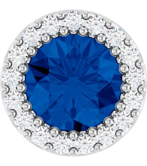 88590 Pendant Set Sterling Silver Round Natural Blue Sapphire 6Mm 18 Ctw Natural Diamond I1, G-H Polished Natural Blue Sapphire And 18 Ctw Natural Diamond Halo-Style Pendant