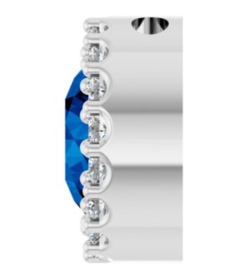 88590 Pendant Set Sterling Silver Round Natural Blue Sapphire 6Mm 18 Ctw Natural Diamond I1, G-H Polished Natural Blue Sapphire And 18 Ctw Natural Diamond Halo-Style Pendant