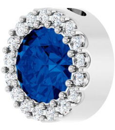 88590 Pendant Set Sterling Silver Round Natural Blue Sapphire 6Mm 18 Ctw Natural Diamond I1, G-H Polished Natural Blue Sapphire And 18 Ctw Natural Diamond Halo-Style Pendant