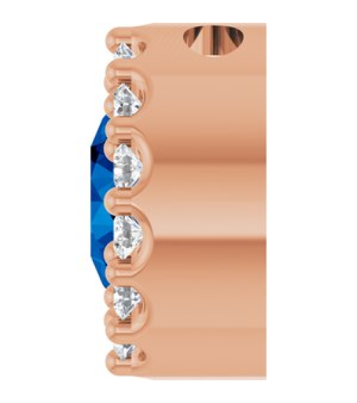 88590 Pendant Set 14K Rose Round Lab-Grown Blue Sapphire 5Mm 110 Ctw Natural Diamond I1, G-H Polished Lab-Grown Blue Sapphire And 110 Ctw Natural Diamond Halo-Style Pendant