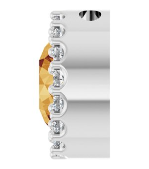 88590 Pendant Set Sterling Silver Round Natural Citrine 6Mm 18 Ctw Natural Diamond I1, G-H Polished Natural Citrine And 18 Ctw Natural Diamond Halo-Style Pendant