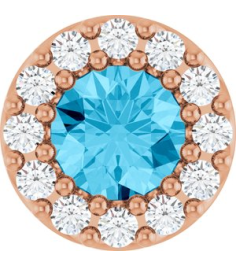 88590 Pendant Set 14K Rose Round Natural Aquamarine 4Mm 0.08 Ctw Natural Diamond I1, G-H Polished Natural Aquamarine And .08 Ctw Natural Diamond Halo-Style Pendant