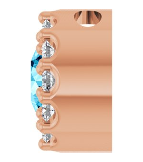 88590 Pendant Set 14K Rose Round Natural Aquamarine 4Mm 0.08 Ctw Natural Diamond I1, G-H Polished Natural Aquamarine And .08 Ctw Natural Diamond Halo-Style Pendant