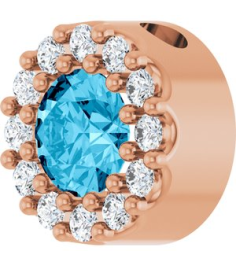 88590 Pendant Set 14K Rose Round Natural Aquamarine 4Mm 0.08 Ctw Natural Diamond I1, G-H Polished Natural Aquamarine And .08 Ctw Natural Diamond Halo-Style Pendant