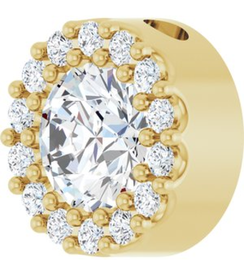 88590 Pendant Set 14K Yellow Round Natural Diamond 5Mm 12 Ctw Natural Diamond I1, G-H Polished 12 Ctw Natural Diamond Halo-Style Pendant