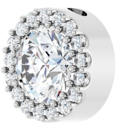 88590 Pendant Set Platinum Round Natural White Sapphire 6Mm 18 Ctw Natural Diamond Si2-Si3, G-H Polished Natural White Sapphire And 18 Ctw Natural Diamond Halo-Style Pendant