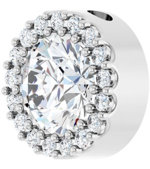 88590 Pendant Set Platinum Round Natural White Sapphire 6Mm 18 Ctw Natural Diamond Si2-Si3, G-H Polished Natural White Sapphire And 18 Ctw Natural Diamond Halo-Style Pendant