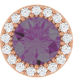 88590 Pendant Set 14K Rose Round Lab-Grown Alexandrite 6Mm 18 Ctw Natural Diamond I1, G-H Polished Lab-Grown Alexandrite And 18 Ctw Natural Diamond Halo-Style Pendant