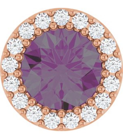 88590 Pendant Set 14K Rose Round Lab-Grown Alexandrite 6Mm 18 Ctw Natural Diamond I1, G-H Polished Lab-Grown Alexandrite And 18 Ctw Natural Diamond Halo-Style Pendant
