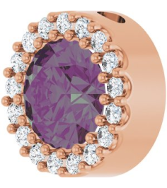 88590 Pendant Set 14K Rose Round Lab-Grown Alexandrite 6Mm 18 Ctw Natural Diamond I1, G-H Polished Lab-Grown Alexandrite And 18 Ctw Natural Diamond Halo-Style Pendant