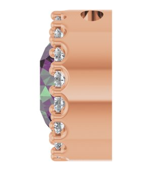 88590 Pendant Set 14K Rose Round Lab-Grown Alexandrite 6Mm 18 Ctw Natural Diamond I1, G-H Polished Lab-Grown Alexandrite And 18 Ctw Natural Diamond Halo-Style Pendant