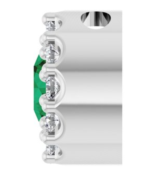 88590 Pendant Set Sterling Silver Round Natural Emerald 4Mm 0.08 Ctw Natural Diamond I1, G-H Polished Natural Emerald And .08 Ctw Natural Diamond Halo-Style Pendant