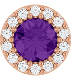 88590 Pendant Set 14K Rose Round Natural Amethyst 5Mm 110 Ctw Natural Diamond I1, G-H Polished Natural Amethyst And 110 Ctw Natural Diamond Halo-Style Pendant