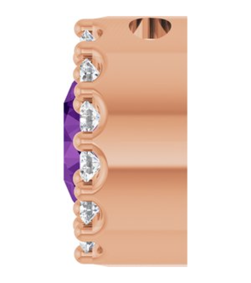 88590 Pendant Set 14K Rose Round Natural Amethyst 5Mm 110 Ctw Natural Diamond I1, G-H Polished Natural Amethyst And 110 Ctw Natural Diamond Halo-Style Pendant