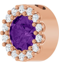 88590 Pendant Set 14K Rose Round Natural Amethyst 5Mm 110 Ctw Natural Diamond I1, G-H Polished Natural Amethyst And 110 Ctw Natural Diamond Halo-Style Pendant