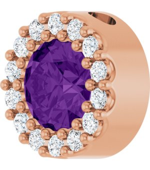 88590 Pendant Set 14K Rose Round Natural Amethyst 5Mm 110 Ctw Natural Diamond I1, G-H Polished Natural Amethyst And 110 Ctw Natural Diamond Halo-Style Pendant