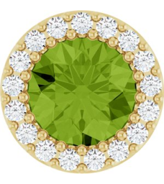 88590 Pendant Set 14K Yellow Round Natural Peridot 6Mm 18 Ctw Natural Diamond I1, G-H Polished Natural Peridot And 18 Ctw Natural Diamond Halo-Style Pendant