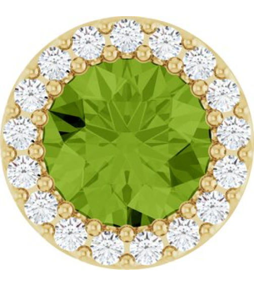 88590 Pendant Set 14K Yellow Round Natural Peridot 6Mm 18 Ctw Natural Diamond I1, G-H Polished Natural Peridot And 18 Ctw Natural Diamond Halo-Style Pendant