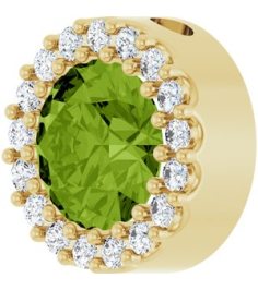 88590 Pendant Set 14K Yellow Round Natural Peridot 6Mm 18 Ctw Natural Diamond I1, G-H Polished Natural Peridot And 18 Ctw Natural Diamond Halo-Style Pendant