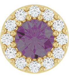 88590 Pendant Set 14K Yellow Round Lab-Grown Alexandrite 4Mm 0.08 Ctw Natural Diamond I1, G-H Polished Lab-Grown Alexandrite And .08 Ctw Natural Diamond Halo-Style Pendant