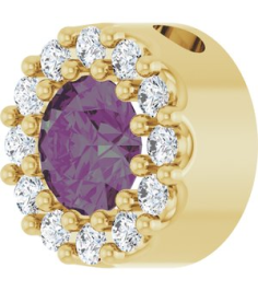 88590 Pendant Set 14K Yellow Round Lab-Grown Alexandrite 4Mm 0.08 Ctw Natural Diamond I1, G-H Polished Lab-Grown Alexandrite And .08 Ctw Natural Diamond Halo-Style Pendant