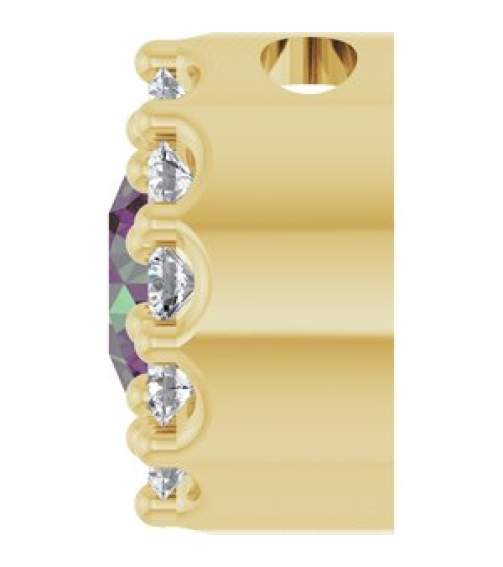 88590 Pendant Set 14K Yellow Round Lab-Grown Alexandrite 4Mm 0.08 Ctw Natural Diamond I1, G-H Polished Lab-Grown Alexandrite And .08 Ctw Natural Diamond Halo-Style Pendant