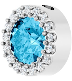 88590 Pendant Set Platinum Round Natural Aquamarine 6Mm 18 Ctw Natural Diamond Si2-Si3, G-H Polished Natural Aquamarine And 18 Ctw Natural Diamond Halo-Style Pendant