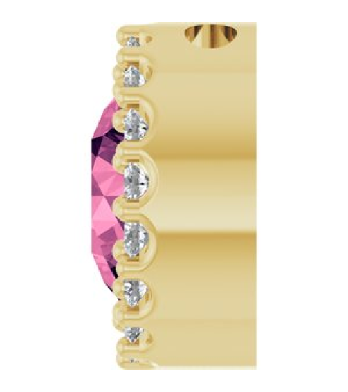 88590 Pendant Set 14K Yellow Round Natural Pink Tourmaline 6Mm 18 Ctw Natural Diamond I1, G-H Polished Natural Pink Tourmaline And 18 Ctw Natural Diamond Halo-Style Pendant