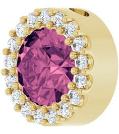 88590 Pendant Set 14K Yellow Round Natural Pink Tourmaline 6Mm 18 Ctw Natural Diamond I1, G-H Polished Natural Pink Tourmaline And 18 Ctw Natural Diamond Halo-Style Pendant