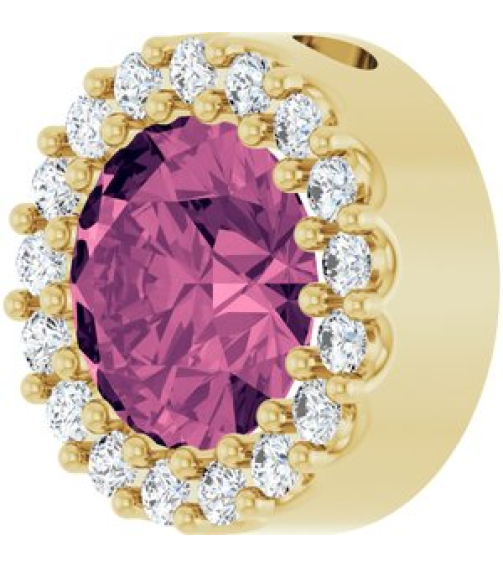 88590 Pendant Set 14K Yellow Round Natural Pink Tourmaline 6Mm 18 Ctw Natural Diamond I1, G-H Polished Natural Pink Tourmaline And 18 Ctw Natural Diamond Halo-Style Pendant
