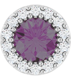 88590 Pendant Set Sterling Silver Round Lab-Grown Alexandrite 5Mm 110 Ctw Natural Diamond I1, G-H Polished Lab-Grown Alexandrite And 110 Ctw Natural Diamond Halo-Style Pendant