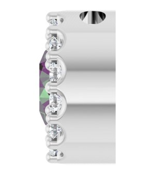88590 Pendant Set Sterling Silver Round Lab-Grown Alexandrite 5Mm 110 Ctw Natural Diamond I1, G-H Polished Lab-Grown Alexandrite And 110 Ctw Natural Diamond Halo-Style Pendant