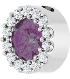 88590 Pendant Set Sterling Silver Round Lab-Grown Alexandrite 5Mm 110 Ctw Natural Diamond I1, G-H Polished Lab-Grown Alexandrite And 110 Ctw Natural Diamond Halo-Style Pendant
