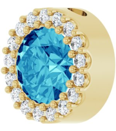 88590 Pendant Set 14K Yellow Round Natural Blue Zircon 6Mm 18 Ctw Natural Diamond I1, G-H Polished Natural Blue Zircon And 18 Ctw Natural Diamond Halo-Style Pendant