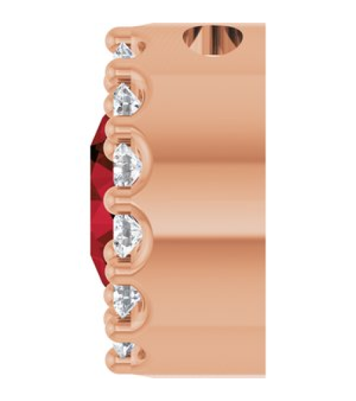 88590 Pendant Set 14K Rose Round Natural Mozambique Garnet 5Mm 110 Ctw Natural Diamond I1, G-H Polished Natural Mozambique Garnet And 110 Ctw Natural Diamond Halo-Style Pendant