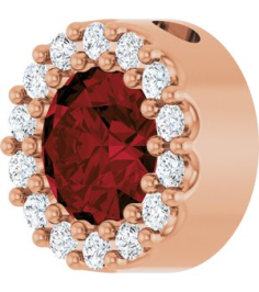 88590 Pendant Set 14K Rose Round Natural Mozambique Garnet 5Mm 110 Ctw Natural Diamond I1, G-H Polished Natural Mozambique Garnet And 110 Ctw Natural Diamond Halo-Style Pendant