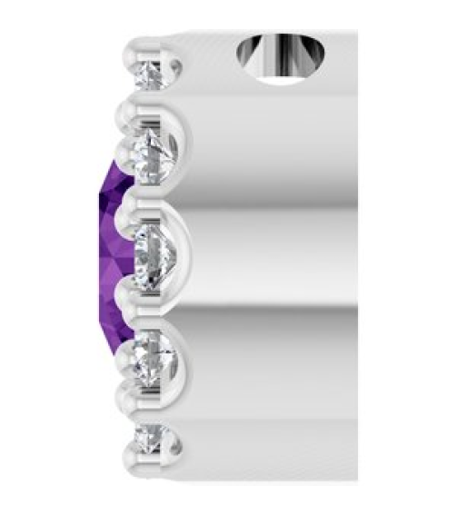 88590 Pendant Set Sterling Silver Round Natural Amethyst 4Mm 0.08 Ctw Natural Diamond I1, G-H Polished Natural Amethyst And .08 Ctw Natural Diamond Halo-Style Pendant