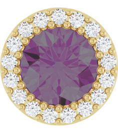88590 Pendant Set 14K Yellow Round Lab-Grown Alexandrite 6Mm 18 Ctw Natural Diamond I1, G-H Polished Lab-Grown Alexandrite And 18 Ctw Natural Diamond Halo-Style Pendant